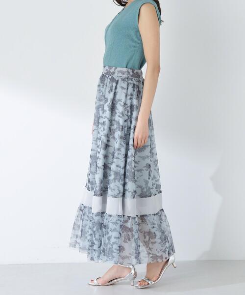 NATURAL BEAUTY BASIC(ナチュラルビューティーベーシック)の「◇シアーラインプリントチュールスカート(スカート・レディース・グリーン系その他/ホワイト系その他・MEDIUM/SMALL)」の11枚目の写真