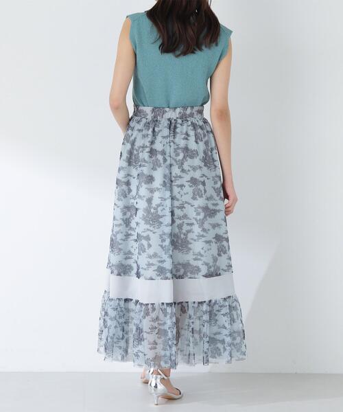 NATURAL BEAUTY BASIC(ナチュラルビューティーベーシック)の「◇シアーラインプリントチュールスカート(スカート・レディース・グリーン系その他/ホワイト系その他・MEDIUM/SMALL)」の10枚目の写真