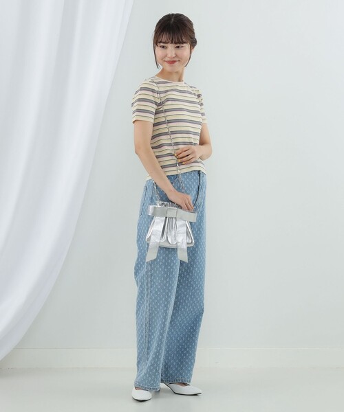 Ray BEAMS(レイビームス)の「Ray BEAMS / マルチ ボーダー レースアップ トップス(ニット/セーター・レディース・ベージュ/ブラック・ONE SIZE)」の10枚目の写真