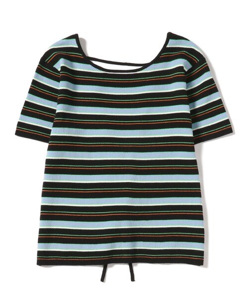 Ray BEAMS(レイビームス)の「Ray BEAMS / マルチ ボーダー レースアップ トップス(ニット/セーター・レディース・ベージュ/ブラック・ONE SIZE)」の14枚目の写真