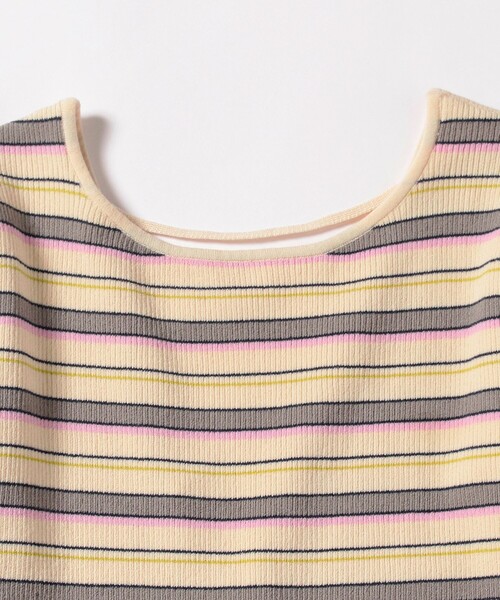 Ray BEAMS(レイビームス)の「Ray BEAMS / マルチ ボーダー レースアップ トップス(ニット/セーター・レディース・ベージュ/ブラック・ONE SIZE)」の18枚目の写真