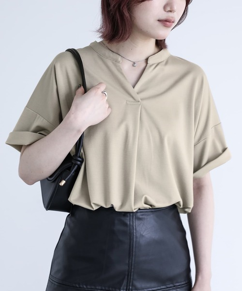 n'OrLABEL（ノアールレーベル）の「【機能素材】『イージーケアスキッパーデザインカットソー』（Tシャツ/カットソー・レディース・ブラック/グレイッシュブルー/オフホワイト/グレイッシュベージュ・1/2）」の15枚目の写真