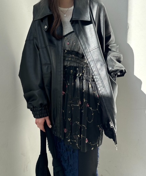 nemne store（ネンネストア）の「《Delfy》アソート刺繍チュールビスチェ（ベスト・レディース・ブラック/グレー・フリー）」の9枚目の写真