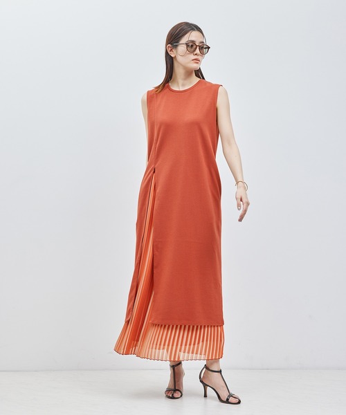 ROPE'（ロペ）の「【洗える】2WAYレイヤードポンチワンピース【メディア掲載】（ワンピース・レディース・レンガ/ブラック/オフホワイト・FREE）」の3枚目の写真