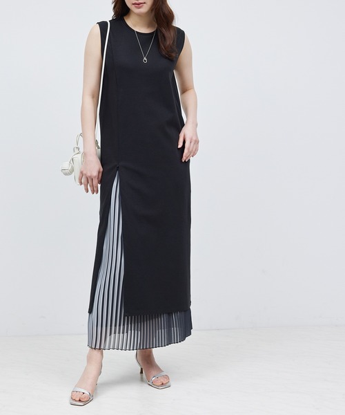 ROPE'（ロペ）の「【洗える】2WAYレイヤードポンチワンピース【メディア掲載】（ワンピース・レディース・レンガ/ブラック/オフホワイト・FREE）」の2枚目の写真