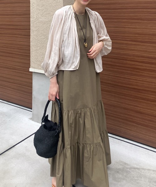 audrey and john wad（オードリーアンドジョンワッド）の「ティアードロングワンピース -手洗い可-（ワンピース・レディース・ブラック/スモークピンク/カーキブラウン・マルチサイズ）」の9枚目の写真