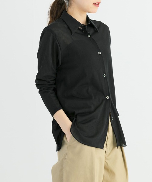 URBAN RESEARCH(アーバンリサーチ)の「シアーカットソーシャツ(シャツ/ブラウス・レディース・ブラック/ブルー系その他/ライトベージュ・FREE)」の2枚目の写真