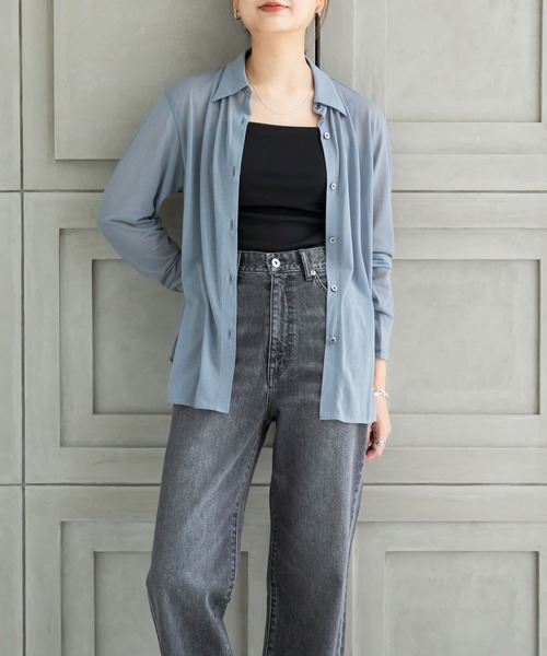 URBAN RESEARCH(アーバンリサーチ)の「シアーカットソーシャツ(シャツ/ブラウス・レディース・ブラック/ブルー系その他/ライトベージュ・FREE)」の6枚目の写真