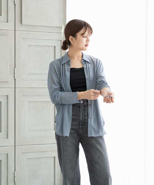 URBAN RESEARCH(アーバンリサーチ)の「シアーカットソーシャツ(シャツ/ブラウス・レディース・ブラック/ブルー系その他/ライトベージュ・FREE)」の12枚目の写真