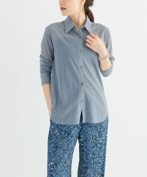 URBAN RESEARCH(アーバンリサーチ)の「シアーカットソーシャツ(シャツ/ブラウス・レディース・ブラック/ブルー系その他/ライトベージュ・FREE)」の14枚目の写真