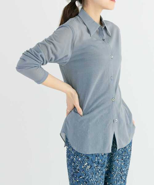 URBAN RESEARCH(アーバンリサーチ)の「シアーカットソーシャツ(シャツ/ブラウス・レディース・ブラック/ブルー系その他/ライトベージュ・FREE)」の15枚目の写真