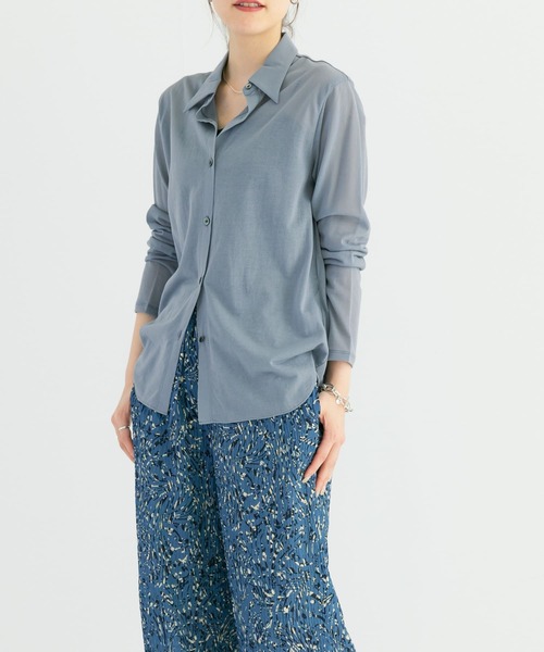 URBAN RESEARCH(アーバンリサーチ)の「シアーカットソーシャツ(シャツ/ブラウス・レディース・ブラック/ブルー系その他/ライトベージュ・FREE)」の16枚目の写真