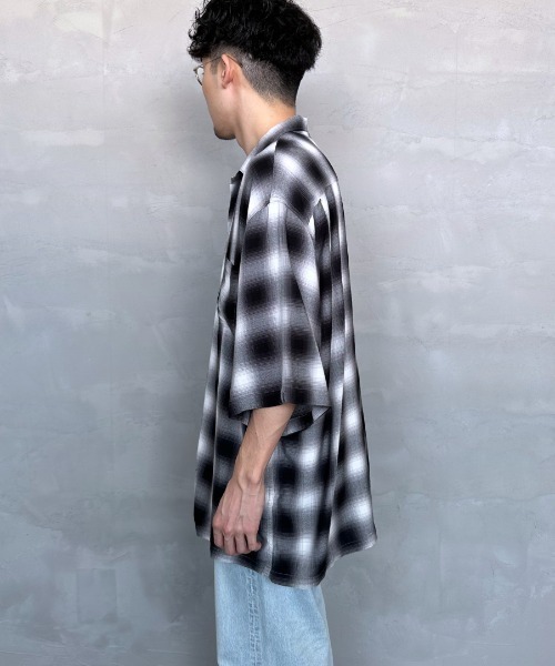 JEANS FACTORY （ジーンズファクトリー）の「[DAN RIVER/ダンリバー] 別注 レーヨンオープンカラーチェックシャツ（シャツ/ブラウス・レディース・ブラック/ブルー/ブラック系その他・M/L）」の15枚目の写真