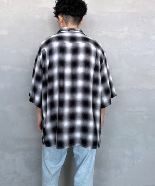 JEANS FACTORY （ジーンズファクトリー）の「[DAN RIVER/ダンリバー] 別注 レーヨンオープンカラーチェックシャツ（シャツ/ブラウス・レディース・ブラック/ブルー/ブラック系その他・M/L）」の16枚目の写真