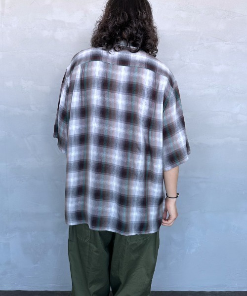 JEANS FACTORY （ジーンズファクトリー）の「[DAN RIVER/ダンリバー] 別注 レーヨンオープンカラーチェックシャツ（シャツ/ブラウス・レディース・ブラック/ブルー/ブラック系その他・M/L）」の22枚目の写真