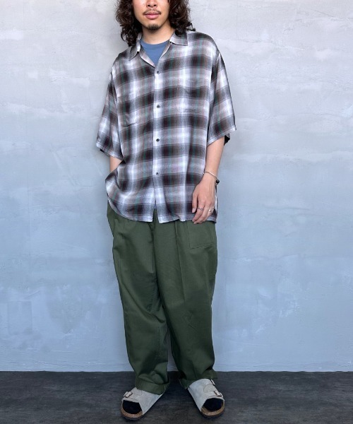 JEANS FACTORY （ジーンズファクトリー）の「[DAN RIVER/ダンリバー] 別注 レーヨンオープンカラーチェックシャツ（シャツ/ブラウス・レディース・ブラック/ブルー/ブラック系その他・M/L）」の12枚目の写真