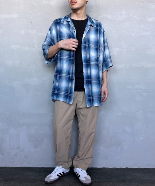 JEANS FACTORY （ジーンズファクトリー）の「[DAN RIVER/ダンリバー] 別注 レーヨンオープンカラーチェックシャツ（シャツ/ブラウス・レディース・ブラック/ブルー/ブラック系その他・M/L）」の13枚目の写真