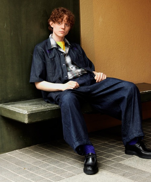 JEANS FACTORY （ジーンズファクトリー）の「[DAN RIVER/ダンリバー] 別注 レーヨンオープンカラーチェックシャツ（シャツ/ブラウス・レディース・ブラック/ブルー/ブラック系その他・M/L）」の9枚目の写真