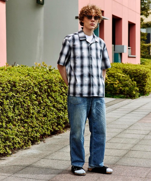JEANS FACTORY （ジーンズファクトリー）の「[DAN RIVER/ダンリバー] 別注 レーヨンオープンカラーチェックシャツ（シャツ/ブラウス・レディース・ブラック/ブルー/ブラック系その他・M/L）」の6枚目の写真