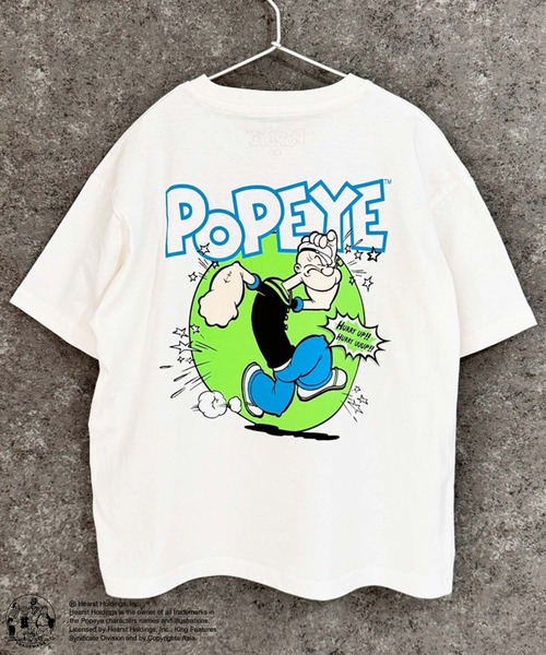 POPEYE(ポパイ)の「POPEYE ポパイ オーバーサイズ 半袖Tシャツ(Tシャツ/カットソー・キッズ・ホワイト系/ダークグリーン/オフホワイト/オレンジ/ネイビー/ミント/チャコール/ブラック・140cm/130cm/120cm/160cm/150cm/110cm)」の2枚目の写真