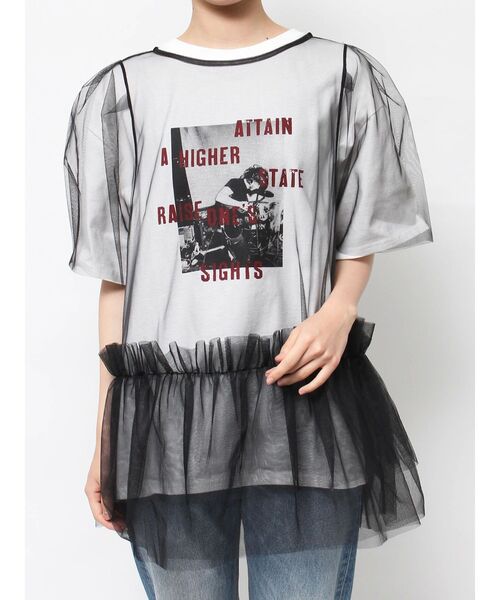 jouetie(ジュエティ)の「ボリュームチュールレイヤードワンピース(ワンピース・レディース・ブルー/オフホワイト/ブラック・MEDIUM)」の4枚目の写真