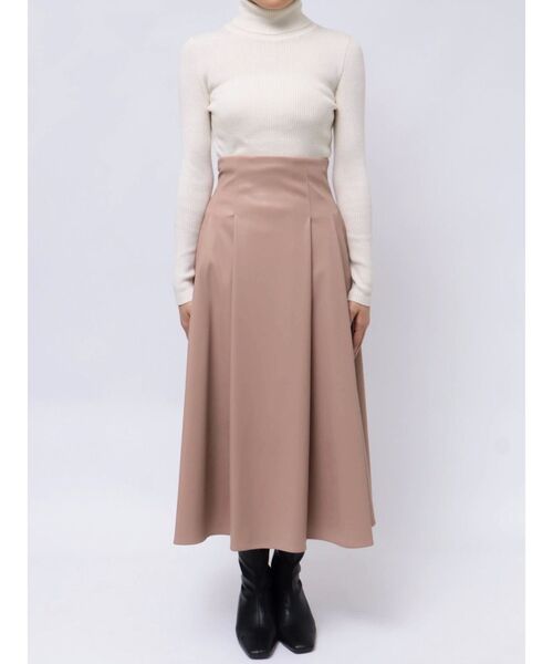 MERCURYDUO(マーキュリーデュオ)の「フェイクレザーフレアスカート(スカート・レディース・ブラック/ベージュ・SMALL/MEDIUM)」の7枚目の写真