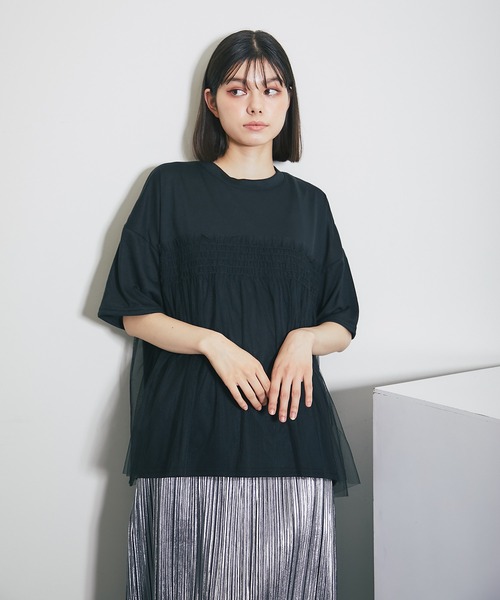 ANOTHER S（アナザーエス）の「チュールシアートップス（シャツ/ブラウス・レディース・ブルー系/ホワイト系/ブラック・M）」の6枚目の写真