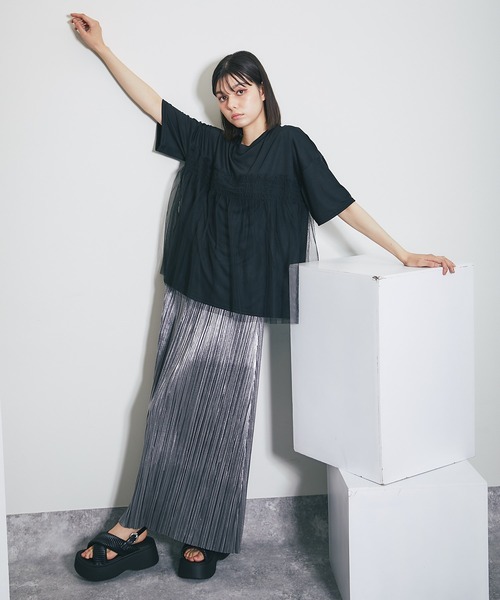 ANOTHER S（アナザーエス）の「チュールシアートップス（シャツ/ブラウス・レディース・ブルー系/ホワイト系/ブラック・M）」の11枚目の写真