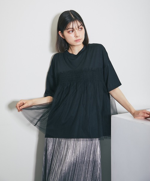 ANOTHER S（アナザーエス）の「チュールシアートップス（シャツ/ブラウス・レディース・ブルー系/ホワイト系/ブラック・M）」の9枚目の写真