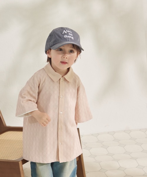 pairmanon（ペアマノン）の「ダイヤジャガードシャツ（シャツ/ブラウス・キッズ・ベージュ/ピンク/ブラック・100/90/110/130/120/140/150）」の3枚目の写真