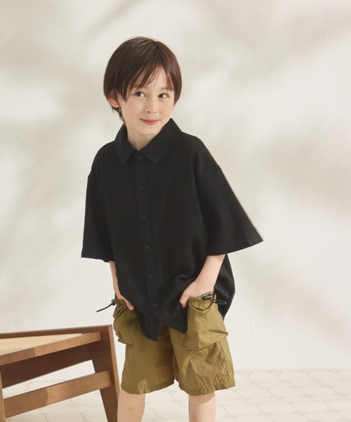 pairmanon（ペアマノン）の「ダイヤジャガードシャツ（シャツ/ブラウス・キッズ・ベージュ/ピンク/ブラック・100/90/110/130/120/140/150）」の2枚目の写真