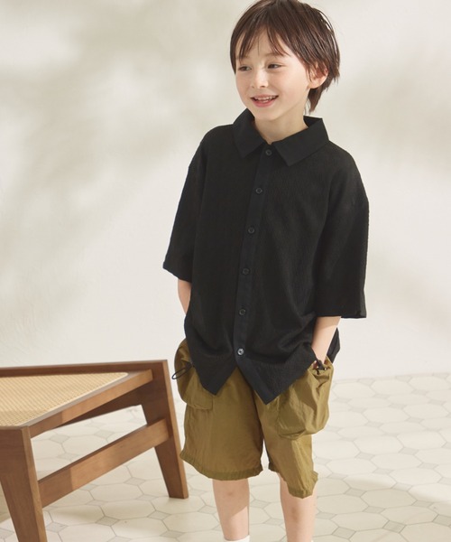 pairmanon（ペアマノン）の「ダイヤジャガードシャツ（シャツ/ブラウス・キッズ・ベージュ/ピンク/ブラック・100/90/110/130/120/140/150）」の8枚目の写真