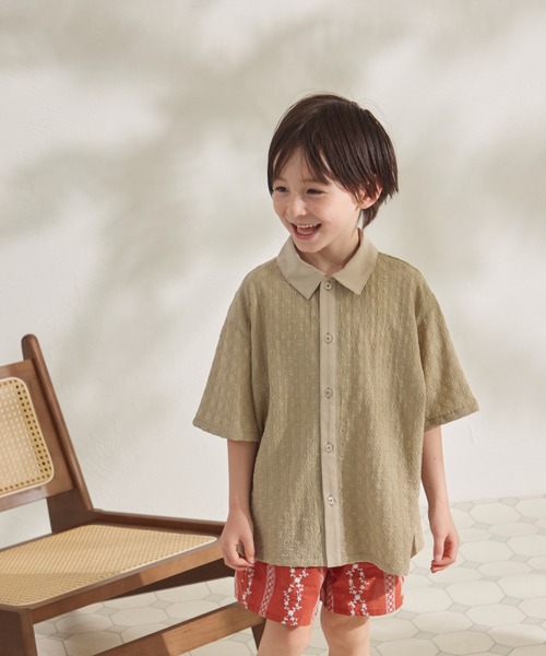 pairmanon（ペアマノン）の「ダイヤジャガードシャツ（シャツ/ブラウス・キッズ・ベージュ/ピンク/ブラック・100/90/110/130/120/140/150）」の11枚目の写真