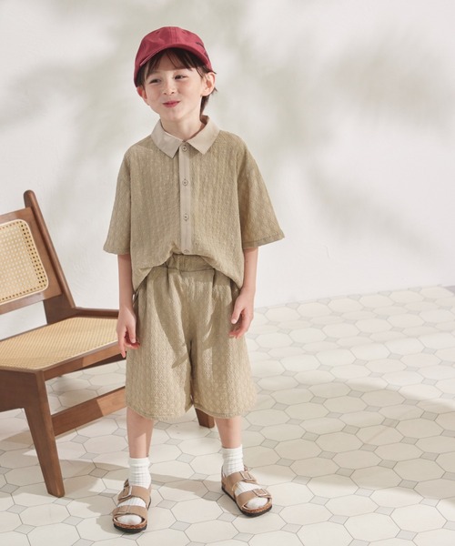 pairmanon（ペアマノン）の「ダイヤジャガードシャツ（シャツ/ブラウス・キッズ・ベージュ/ピンク/ブラック・100/90/110/130/120/140/150）」の13枚目の写真