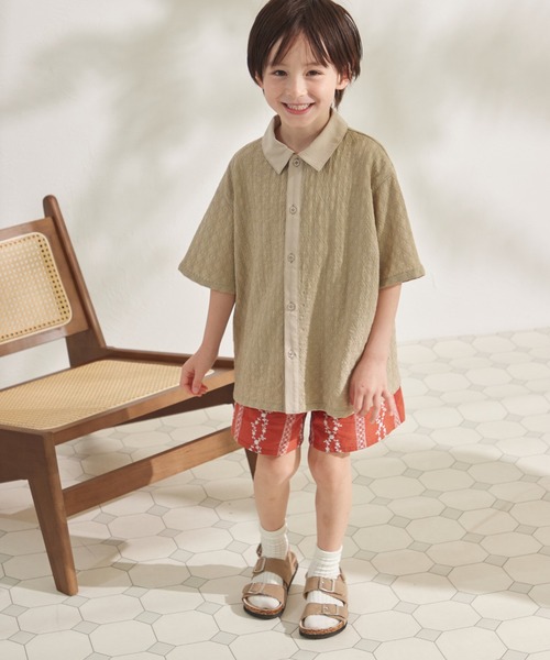 pairmanon（ペアマノン）の「ダイヤジャガードシャツ（シャツ/ブラウス・キッズ・ベージュ/ピンク/ブラック・100/90/110/130/120/140/150）」の14枚目の写真