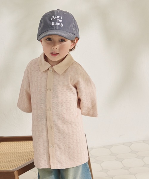 pairmanon（ペアマノン）の「ダイヤジャガードシャツ（シャツ/ブラウス・キッズ・ベージュ/ピンク/ブラック・100/90/110/130/120/140/150）」の4枚目の写真