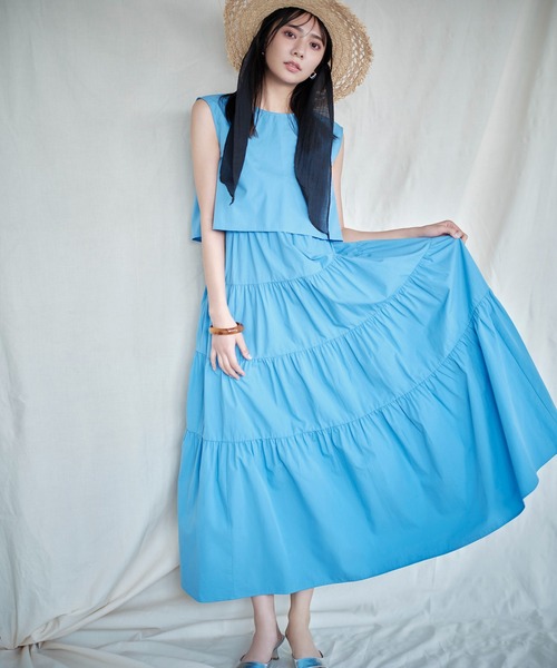 N.(N. Natural Beauty Basic)(エヌエヌナチュラルビューティーベーシック)の「◆レイヤートップコットンキャミワンピース(ワンピース・レディース・イエロー/ブルー/ブラック・SMALL/MEDIUM)」の2枚目の写真