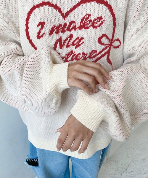 セール】6G ハートロゴジャガードニットプルオーバー（ニット/セーター