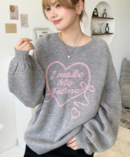セール】6G ハートロゴジャガードニットプルオーバー（ニット/セーター