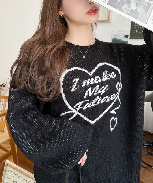 セール】6G ハートロゴジャガードニットプルオーバー（ニット/セーター