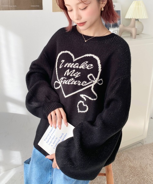 セール】6G ハートロゴジャガードニットプルオーバー（ニット/セーター