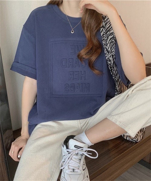 Ritzy（リッツィー）の「エンボスロゴ Tシャツ（Tシャツ/カットソー・レディース・ホワイト/ブラック/チャコールグレー/ブルー・M/L）」の4枚目の写真