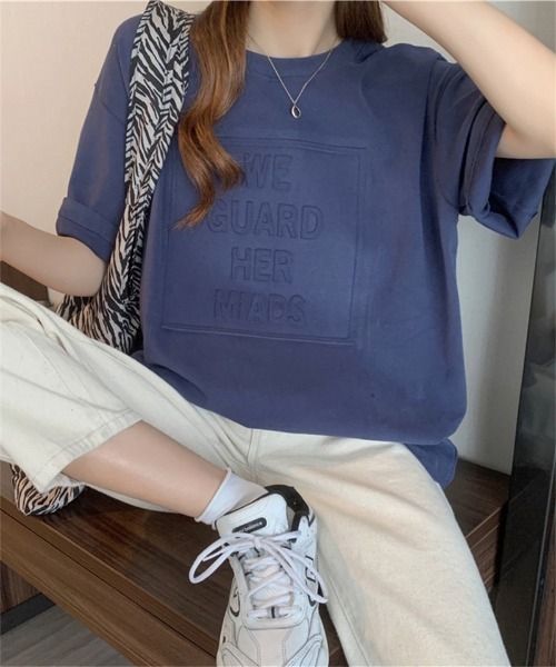 Ritzy（リッツィー）の「エンボスロゴ Tシャツ（Tシャツ/カットソー・レディース・ホワイト/ブラック/チャコールグレー/ブルー・M/L）」の6枚目の写真