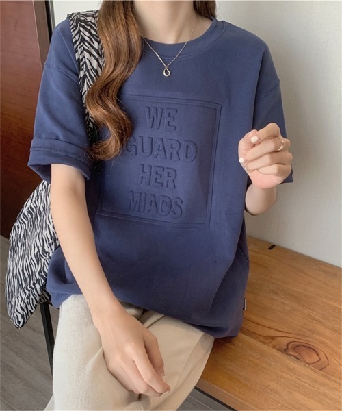 Ritzy（リッツィー）の「エンボスロゴ Tシャツ（Tシャツ/カットソー・レディース・ホワイト/ブラック/チャコールグレー/ブルー・M/L）」の7枚目の写真