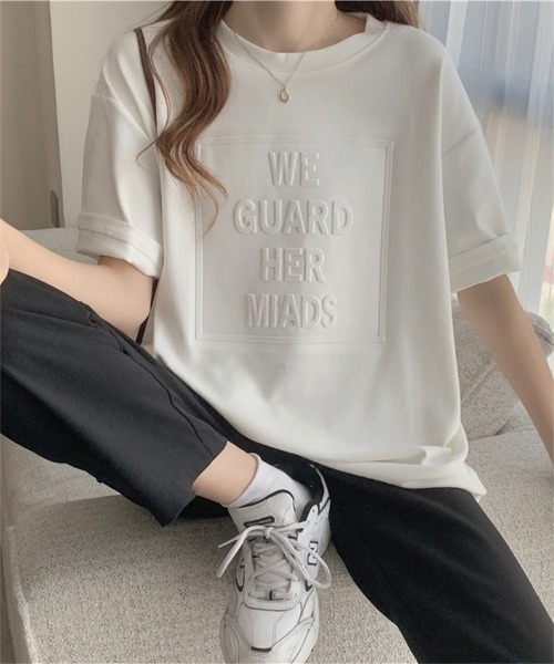 Ritzy（リッツィー）の「エンボスロゴ Tシャツ（Tシャツ/カットソー・レディース・ホワイト/ブラック/チャコールグレー/ブルー・M/L）」の18枚目の写真