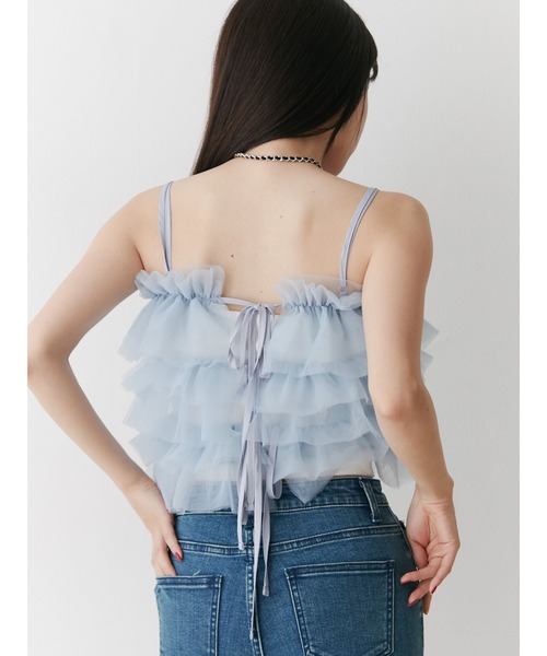 jouetie（ジュエティ）の「チュールビスチェ（キャミソール・レディース・ブラック/オフホワイト/ブルー・MEDIUM）」の3枚目の写真
