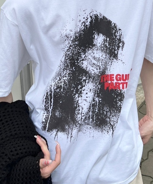 Chikashitsu +(チカシツプラス)の「【Chikashitsu +】paint graphic t-shirt / 【チカシツプラス】ペイントグラフィック半袖Tシャツ(Tシャツ/カットソー・メンズ・ブラック/ホワイト・ONE SIZE)」の8枚目の写真