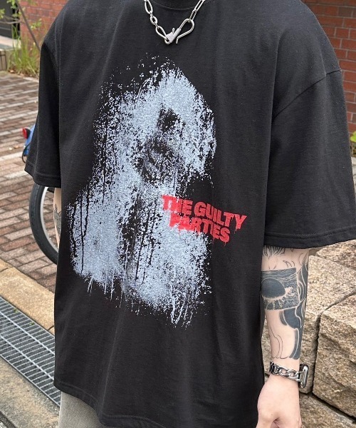 Chikashitsu +(チカシツプラス)の「【Chikashitsu +】paint graphic t-shirt / 【チカシツプラス】ペイントグラフィック半袖Tシャツ(Tシャツ/カットソー・メンズ・ブラック/ホワイト・ONE SIZE)」の18枚目の写真