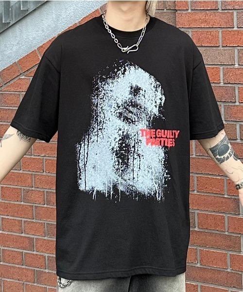 Chikashitsu +(チカシツプラス)の「【Chikashitsu +】paint graphic t-shirt / 【チカシツプラス】ペイントグラフィック半袖Tシャツ(Tシャツ/カットソー・メンズ・ブラック/ホワイト・ONE SIZE)」の16枚目の写真