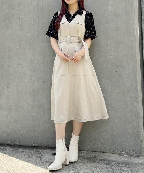 NICOLE CLUB(ニコル クラブ)の「フラップデザイン ジャンパースカート(ジャンパースカート・レディース・ブラック/ベージュ/ネイビー・MEDIUM)」の19枚目の写真